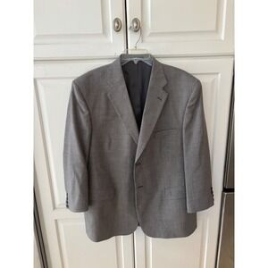 Woolmark Mens Pure New Wool Houndstooth Blazer Blue Tan Two Button Sport Coat